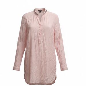 Mango MNG Pink Sheer Blouse Swimsuit Beach Cover up with Wooden Chain Detail